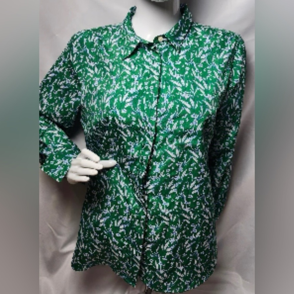 J.Crew Kelly Green Floral Shirt - Medium